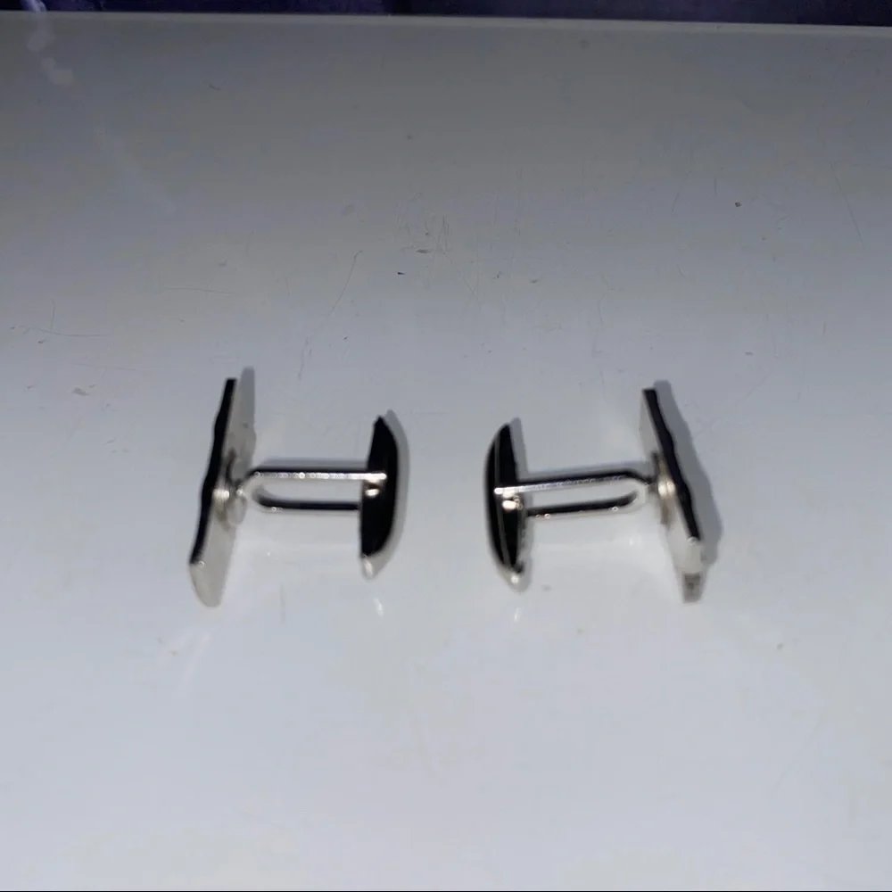 Silver train style cufflinks &‎ matching tie clip